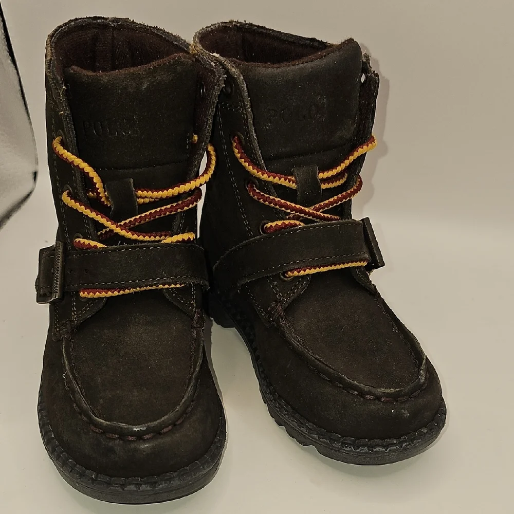 Polo Ralp Lauren Kids Brown Boots with Embroidered Detail